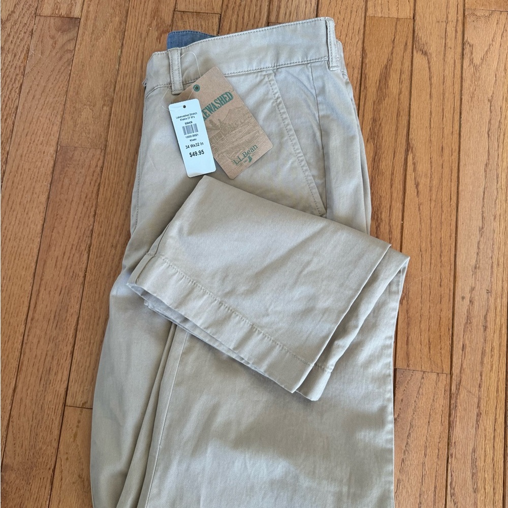 LL BEAN Plain Front Khaki Chino Pants- NWT